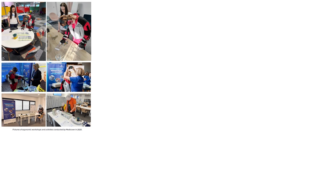 Pictures of ergonomic workshops and activities conducted by Medicover in 2025.