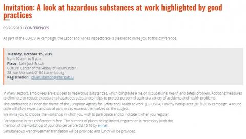 Workshop on dangerous substances in the workplaces  