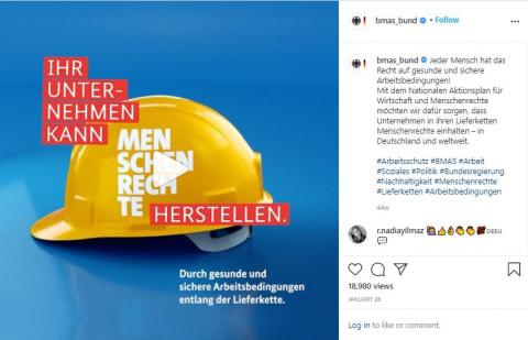 Healthy and safe working conditions Instagram advertisement 