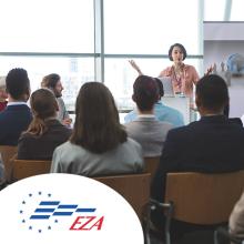Female speaker at a seminar