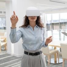 Woman using a virtual reality headset