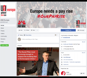UNI Europa Facebook profile