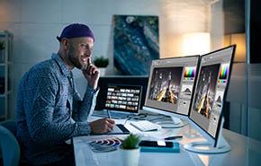 Graphic Designer Working on Stock shots