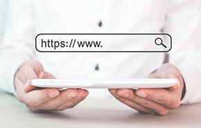 Https address. Internet search concept 